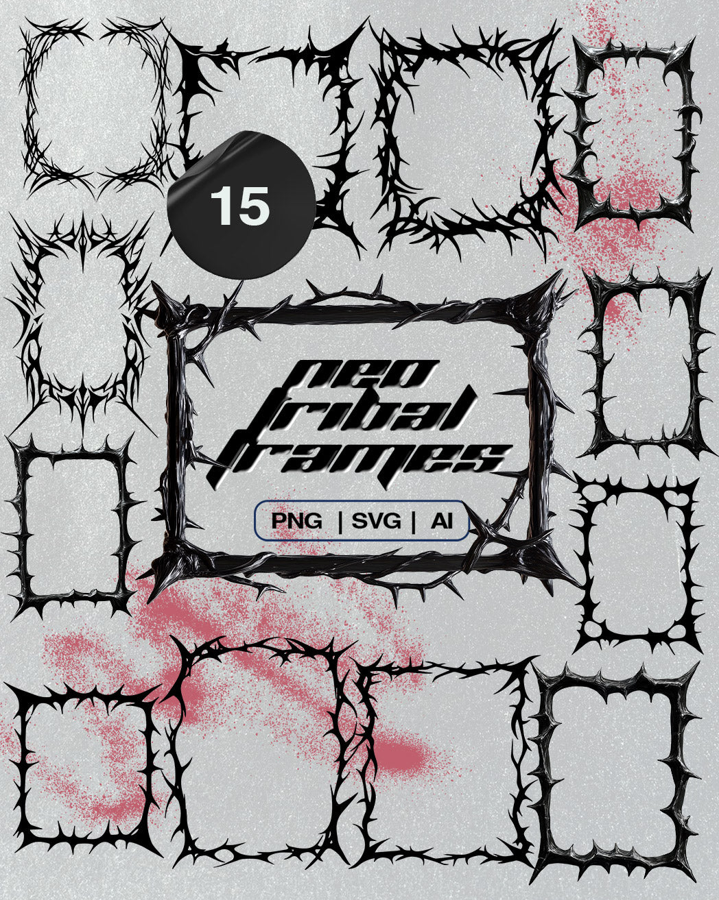 Neo Tribal Tattoo Frames Bundle PNG SVG