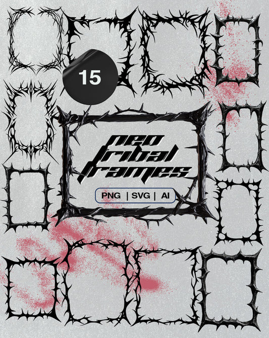 Neo Tribal Tattoo Frames Bundle PNG SVG