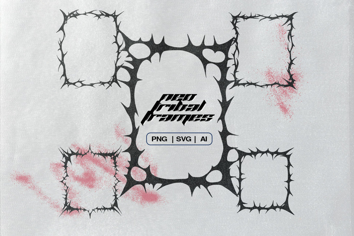 Neo Tribal Tattoo Frames Bundle PNG SVG
