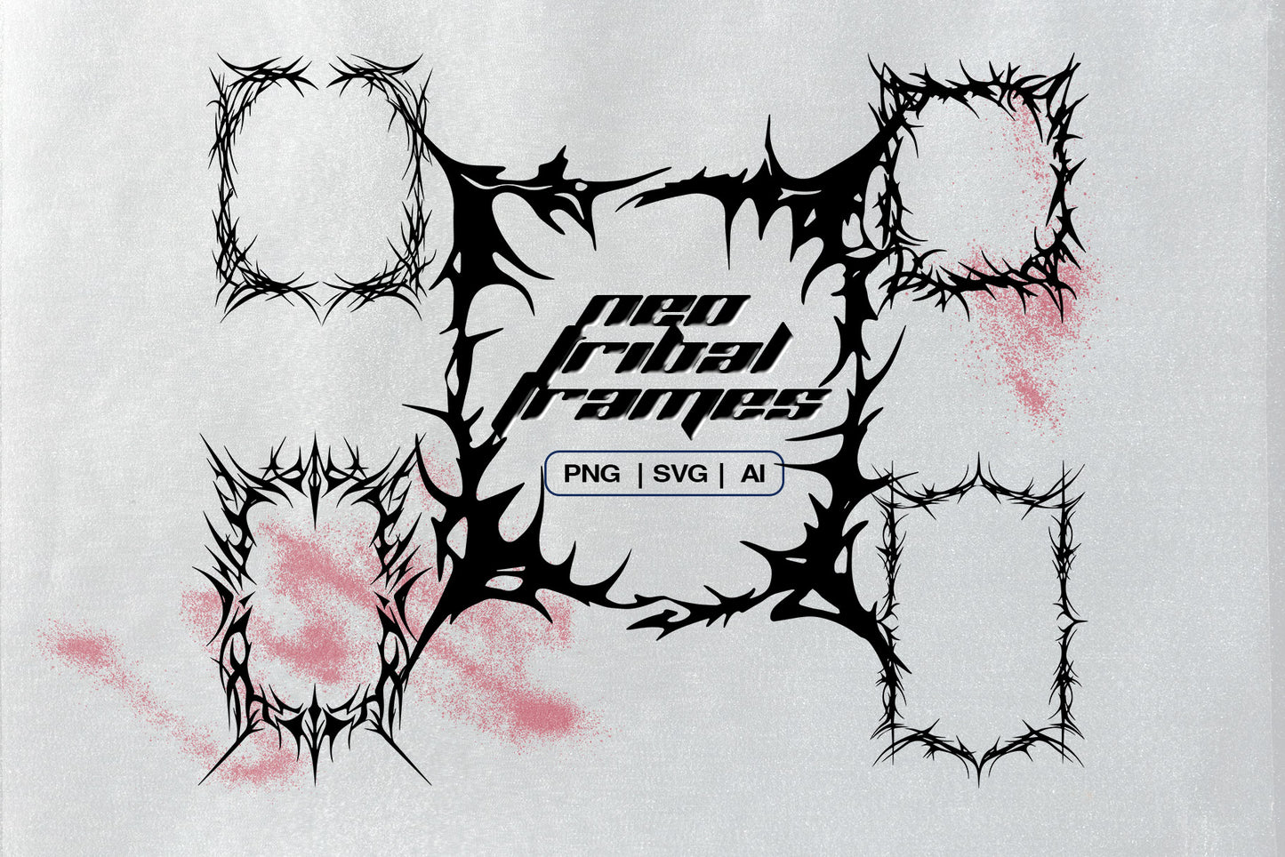 Neo Tribal Tattoo Frames Bundle PNG SVG
